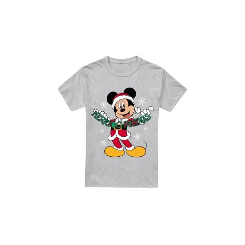 Disney Mens Merry Christmas Mickey Mouse T-Shirt