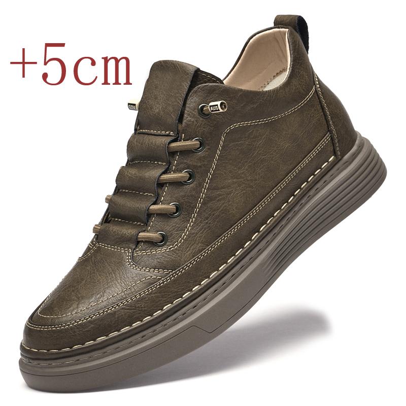 Модные высококачественные кожаные туфли, увеличение роста на 5 см внутри, для улицы, повседневные, для хайкинга, короткие ботинки, зимние, спортивные, рабочие, обувь на лифте