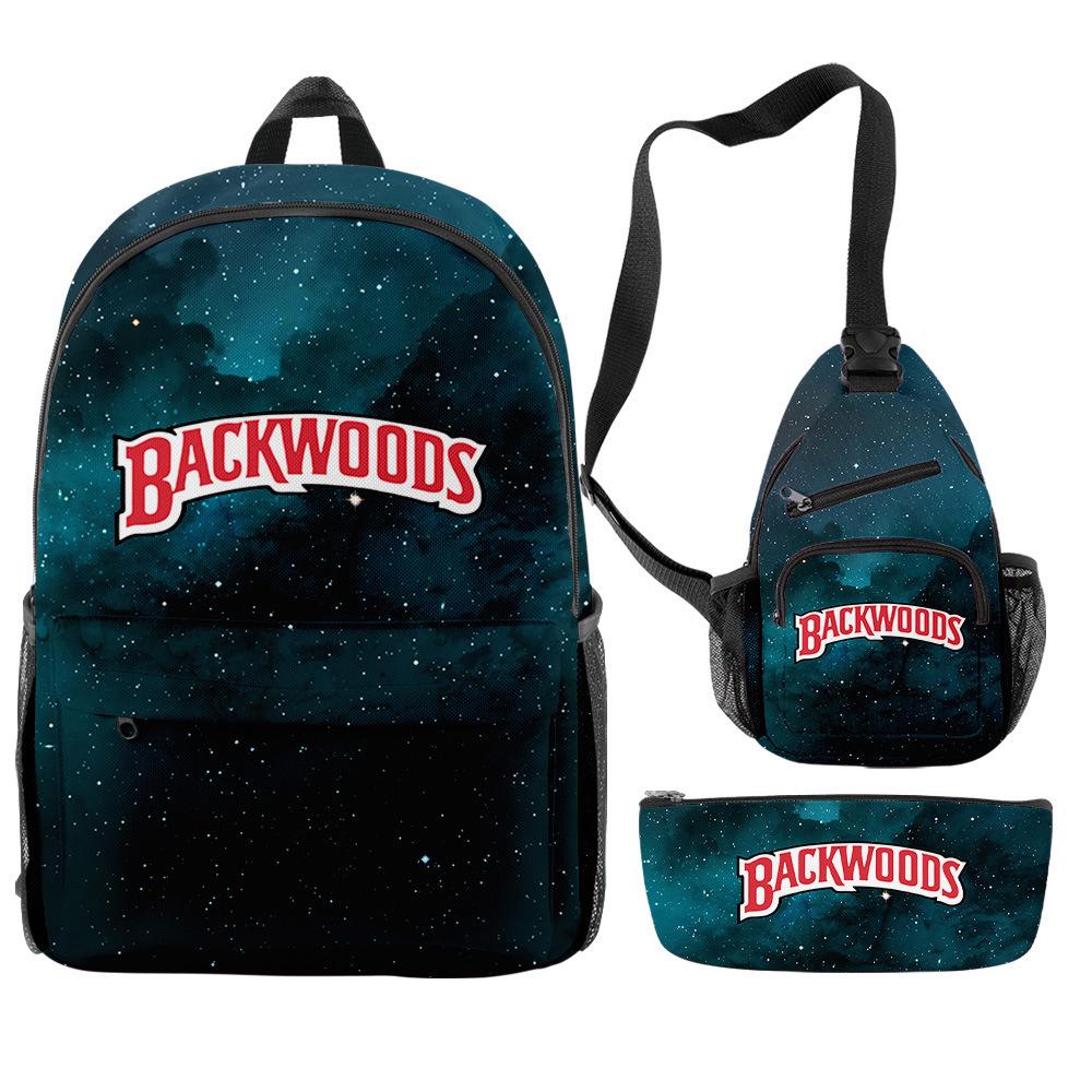 Backwoods Cigar 3D Цифровая Печать Модный Кампус Уличный Рюкзак Набор из Трех Предметов