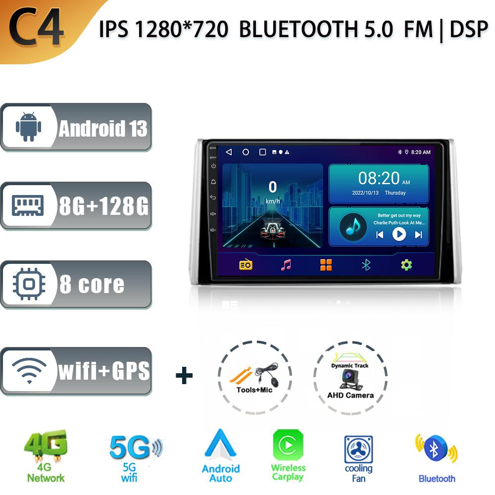 Беспроводной CarPlay для Toyota RAV4 XA50 2018-2020 Аудио Стерео Android 13 Автомагнитола Мультимедиа GPS Навигация WIFI 4G Авто Экран