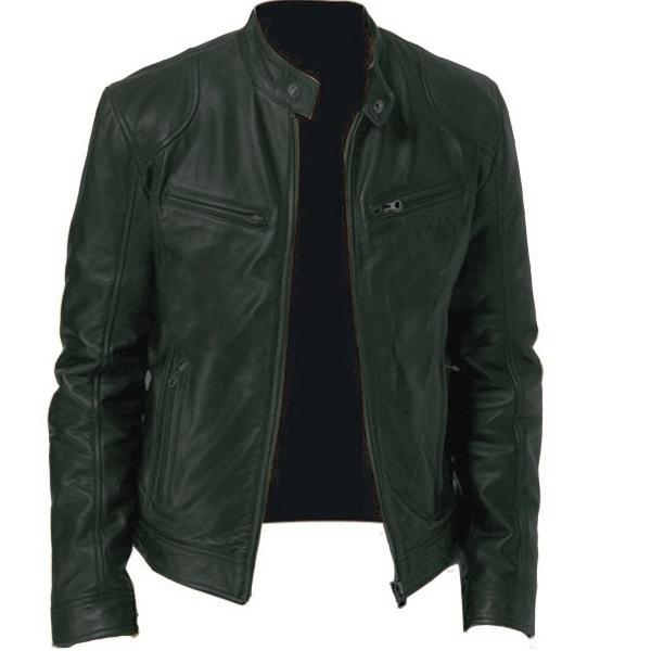 Модная мужская кожаная куртка Slim Fit Stand воротник PU куртка мужская ветрозащитная мотоциклетная куртка с лацканами диагональной застежкой-молнией для мужчин