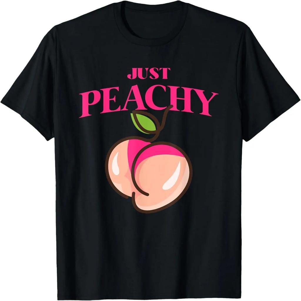 Классная летняя фруктовая ретро футболка с графикой Just Peachy & keep it Peachy
