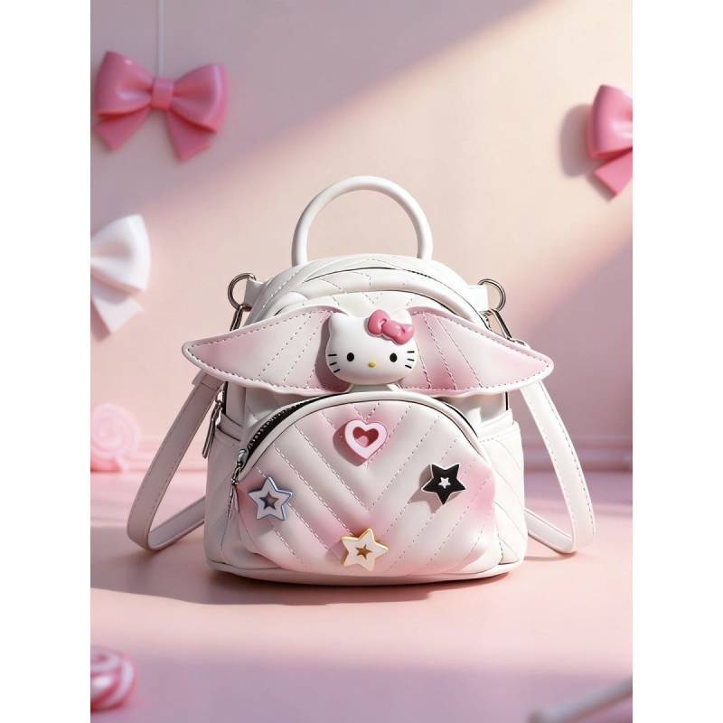 Мультяшный рюкзак Hello Kitty для девочек и мальчиков из ПУ-материала с милым дизайном для повседневного использования