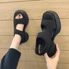 Women Thick Sandals Soled For In Summer 2024 New Fish Mouth Square Toe Hooded Beach Shoes Open Toe Sports Style Casual Sandals
