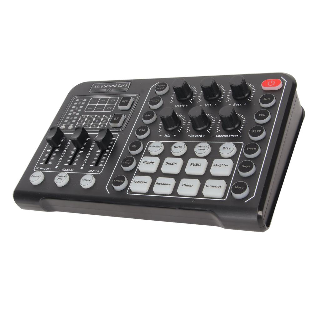 Звуковая карта Live Sound с поддержкой Bluetooth 48 В, большая диафрагма, шумоподавление, звуковая микшерная плата с 15