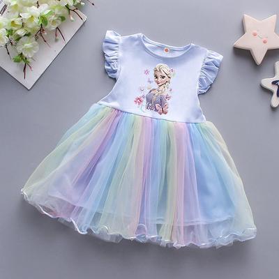 Платье-пачка принцессы Эльзы из мультфильма «Холодное сердце» с коротким рукавом для девочек