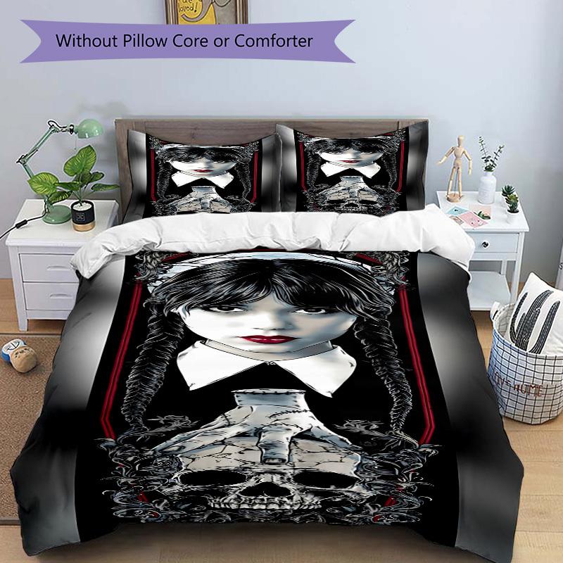 3pcs Wednesday Addams Duvet Cover Set, 1 Duvet Cover + 2 Pillowcases (No Insert), High-Definition Print, Home & Dorm Set yy251208085