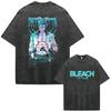 Vintage Washed Anime Bleach Rukia Kuchiki Print T Shirt Men Japanese Manga Short Sleeve Tshirt Unisex Clothing Fashion Tshirts