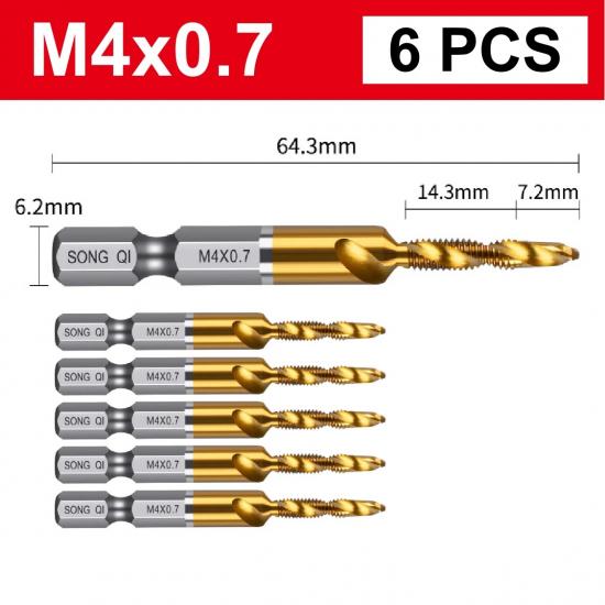 Новые титановые шестигранные хвостовики HSS с метрической резьбой для метчиков, сверла для винтовых машин, соединение M3 M4 M5 M6 M8 M10, ручные инструменты