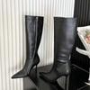 High Quality Sexy Pointed Toe Thin High Heels Black High Boots Women Fashion Side Zipper Design Knee-high Knight Boots for Women
