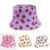 Double Sided Summer Strawberry Printed Fisherman Hat Outdoor Beach Sunshade Cap