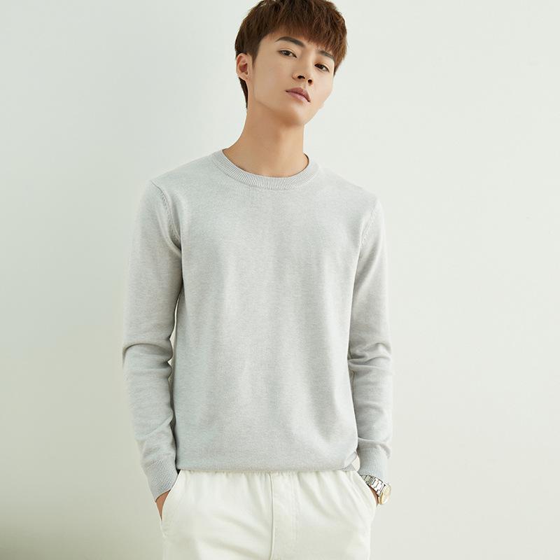 Осенне-зимний мужской вязаный свитер с V-образным и круглым вырезом, простой, в стиле «ветреный полевой», однотонный, деловой свитер.