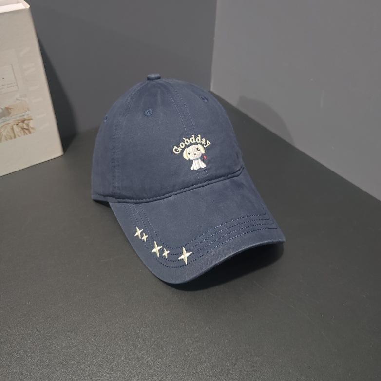 Cartoon embroidery age-reducing sweet girl dopamine wears a baseball cap to show her face, cute puppy peaked cap children