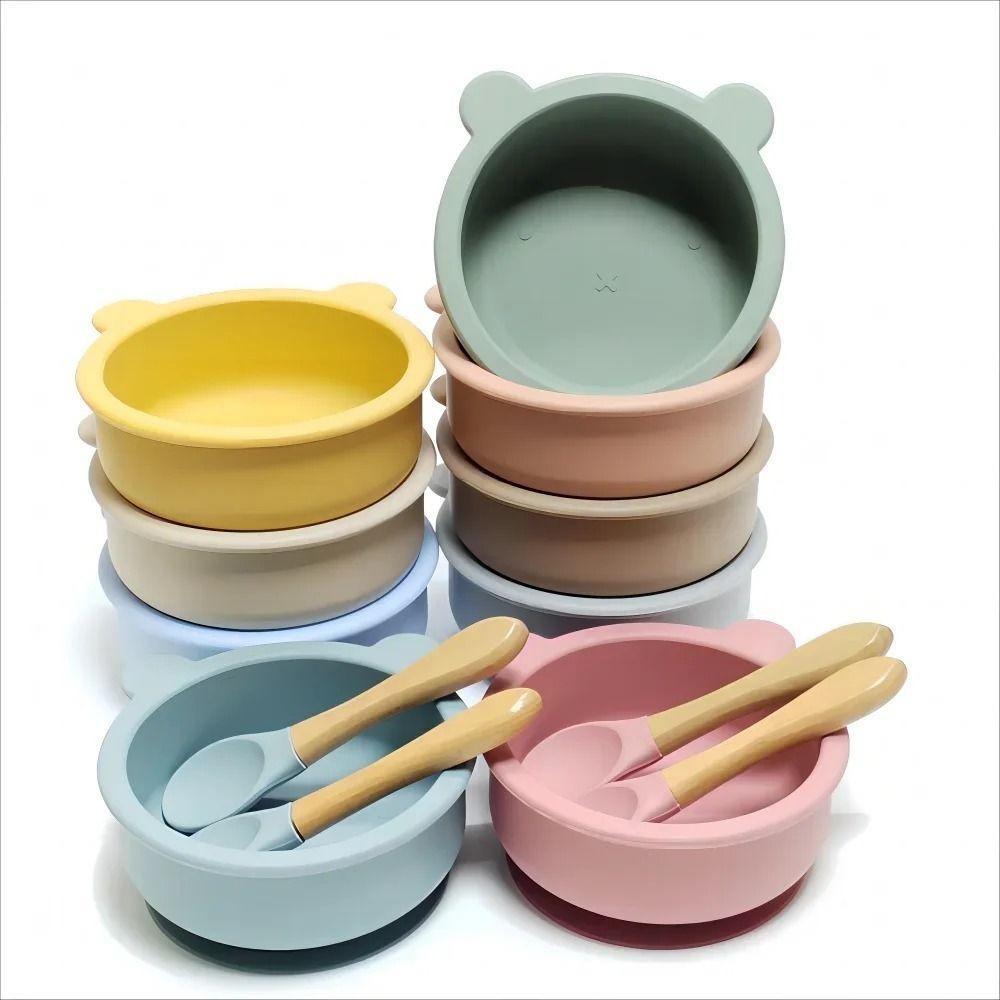 Waterproof Silicone Suction Bowls Flexible Feeding Bowl Set Feeding Tableware Learning To Eat