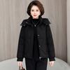 Middle-aged and Elderly Women's Autumn and Winter Short Hooded and Fattened Cotton Clothes Loose Warm Jacket Mother Clothes