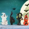 3D Halloween Ghost Figurine Resin Scary Pumpkin Witch Black Cat Statue Gothic Realistic Halloween Ornament