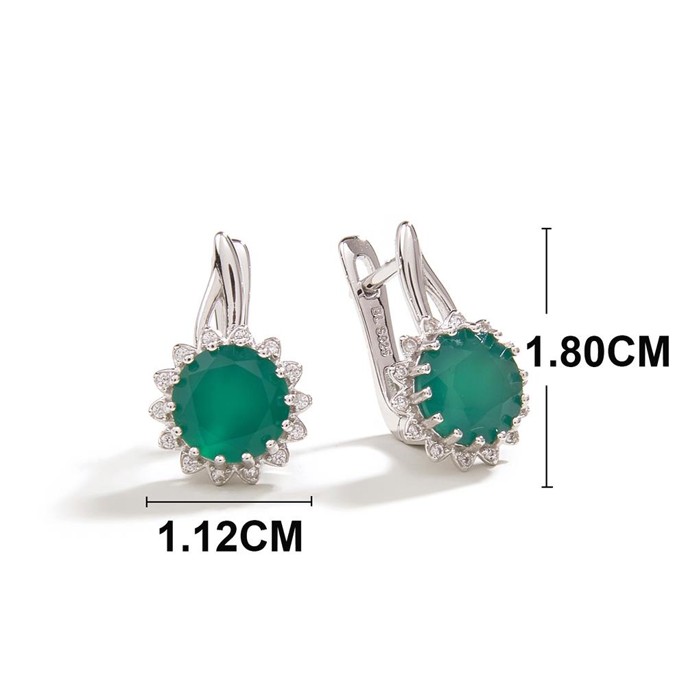 Bolaijewelry Простой круглый дизайн, серьги-кольца с натуральным зеленым агатом, комплект украшений для женской повседневной носки, изысканные украшения