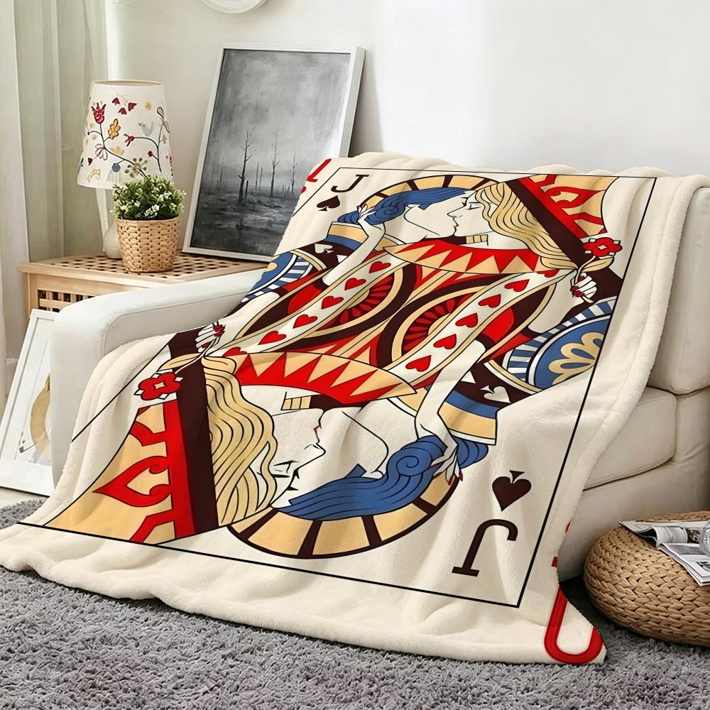 Game P Playing C Cards Throw Flannel Throw Blanket Suitable for Sofa Living Room Bedroom