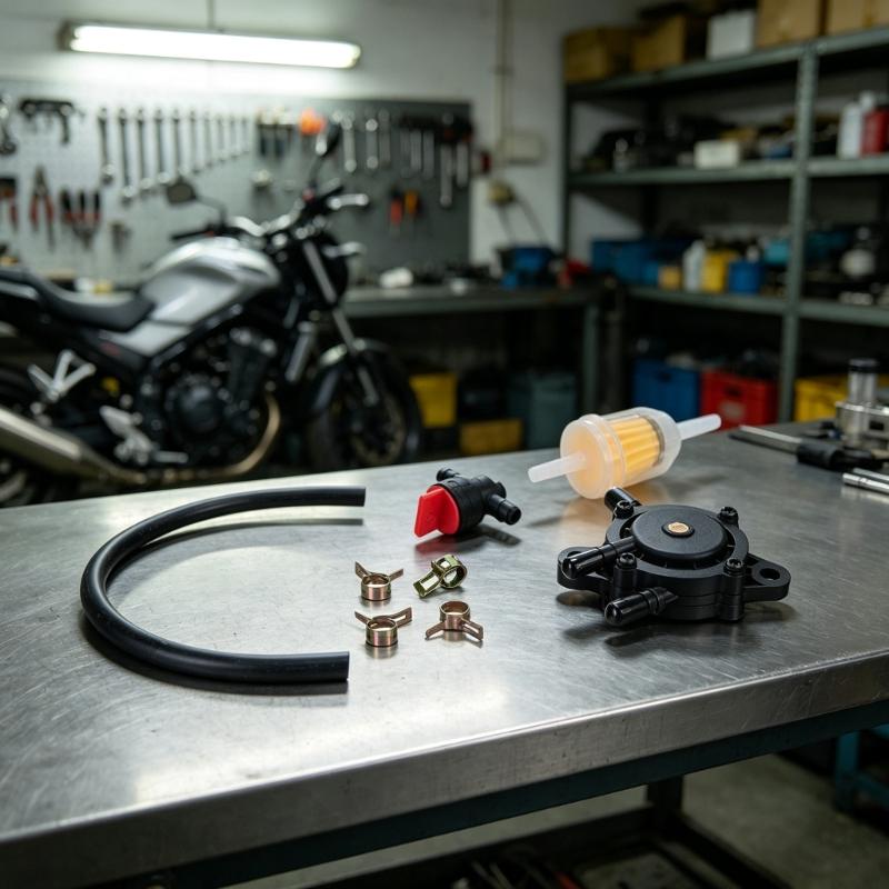 Motorcycle Carburetor Fuel Pump Kit for 491922 691034 Fuel System Maintenance, Small Body Replacement Set with Filter Hose and Service Accessories