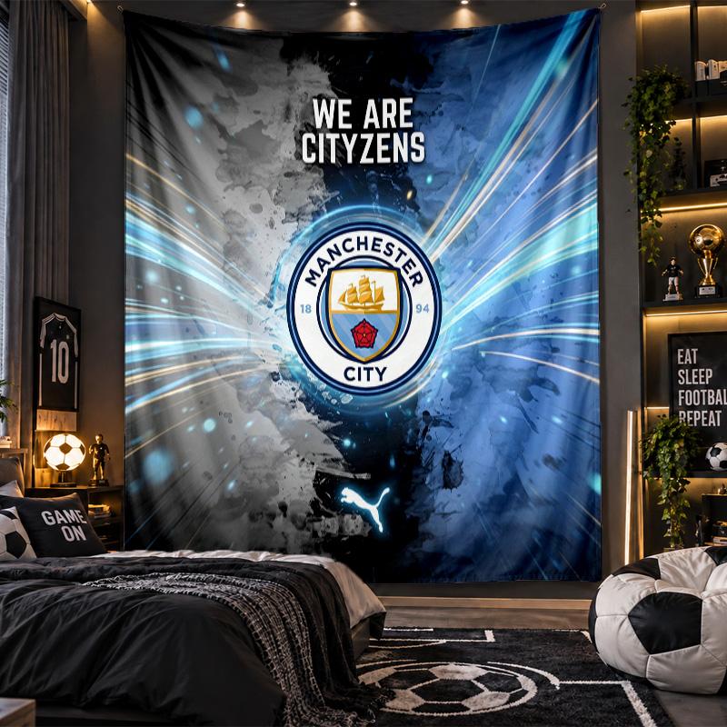 Wall Hanging Tapestry Manchester City Print Cloth for Living Room Bedroom Home Decor