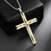 Men's Hip-Hop Titanium Steel Two-Tone Cross Pendant Necklace