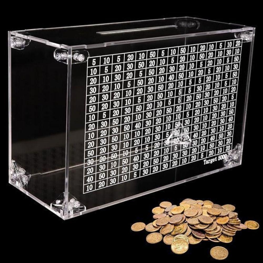 Acrylic Piggy Bank 1000/5000/10000 Money Saving Jar Kids Gift Money Box  Children