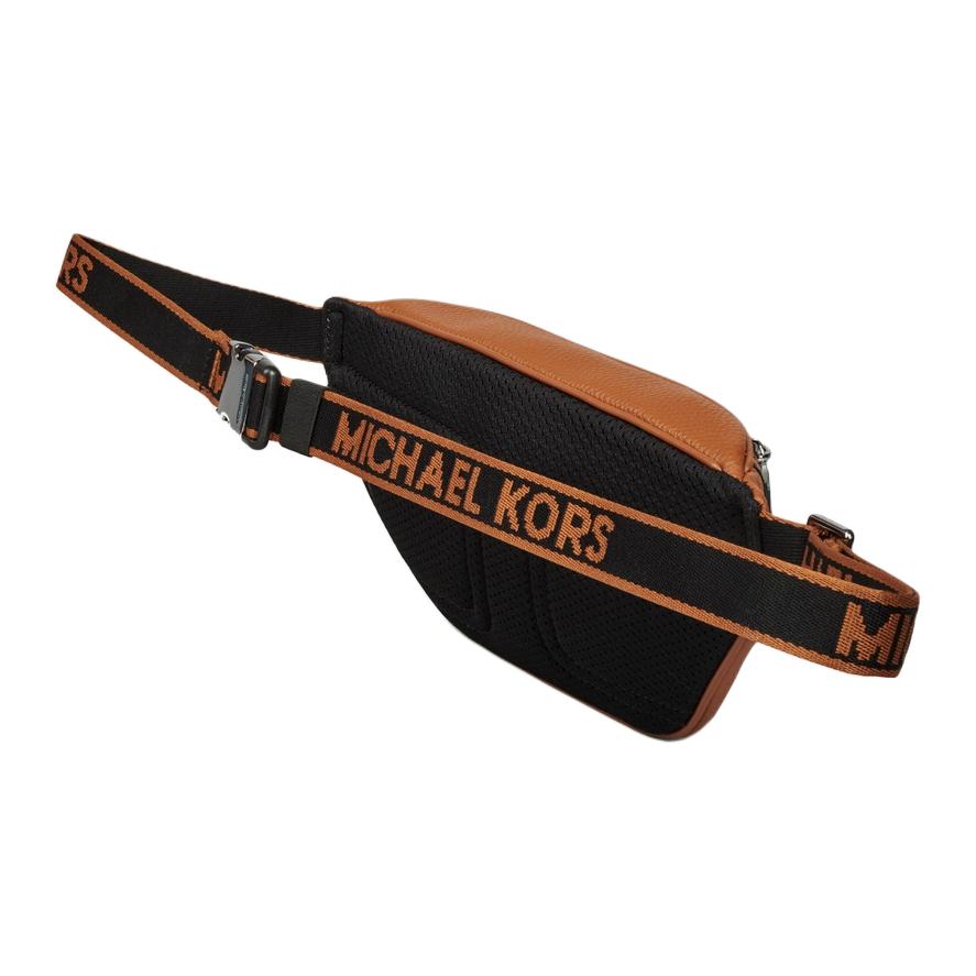 Michael Kors MK Cooper Логотип Застежка-молния Кожаная Сумка через плечо Поясная сумка Маленькие Мужские сумки Коричневый 37T4LCOY1L-LUGGAGE