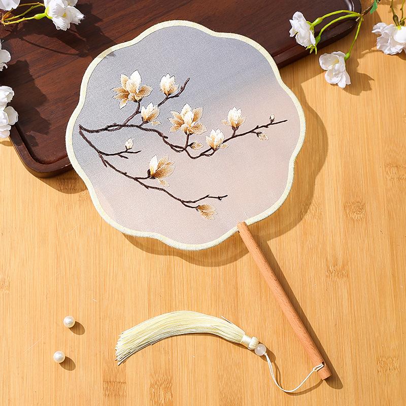 Китайский веер оптом полупрозрачный длинный веер с кисточками для танцев женский костюм ханьфу чонсам вышивка маленький круглый веер