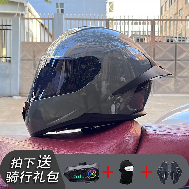 ECE/GB Certified Full Face Motorcycle Helmet With Bluetooth Intercom Men Women Use Large Rear Wing Stylish Design