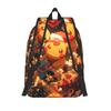 Модный рюкзак Покемон Пикачу Mochilas Однотонный Для улицы Ретро Моющийся Rucksack