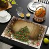 Christmas Linen Placemats Table Decoration Printed Placemat Non-slip Heat Insulation Anti-scald Pads Kitchens Accessories