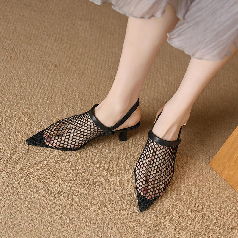 2024 Новые модные женские босоножки на высоком каблуке из натуральной кожи, туфли для вечеринок, женские туфли на каблуке-рюмочке, выпускные туфли-лодочки, офисная обувь