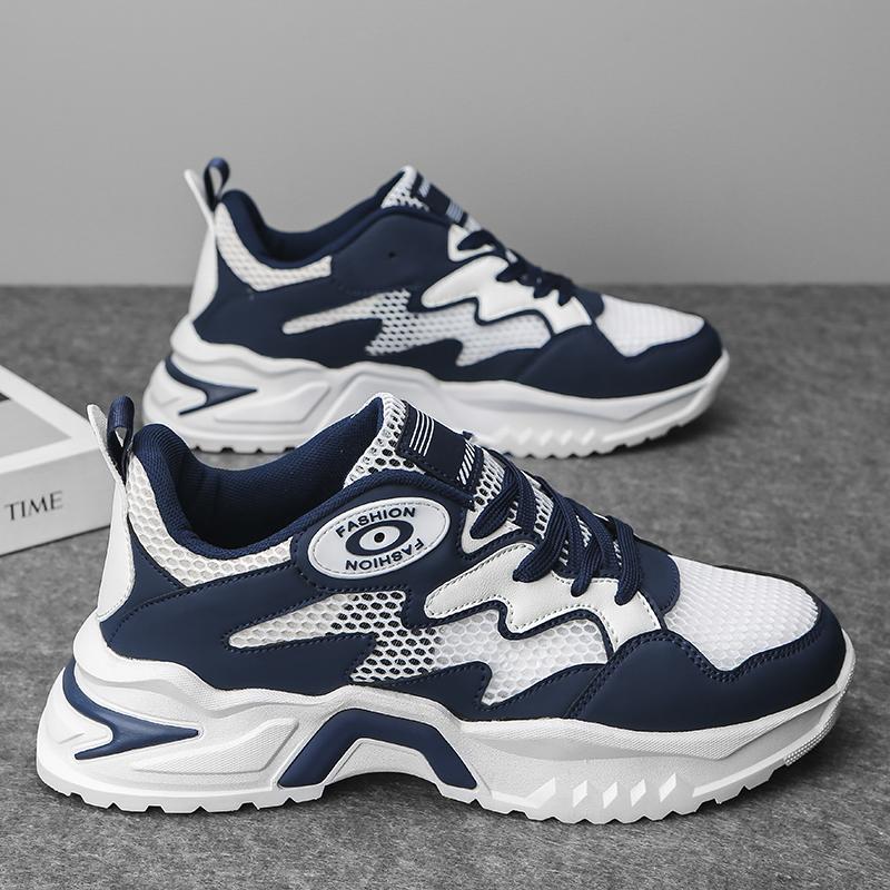 Мужские корейские шнурки Модные спортивные туфли Четыре сезона Мягкая подошва Удобные повседневные кроссовки Уличные студенческие кроссовки для бега Размер 47