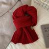 Soft Knit Wool Blend Scarf Women Winter Warm Cozy Korean Style Plain Color Chunky Cabled Neck Wrap