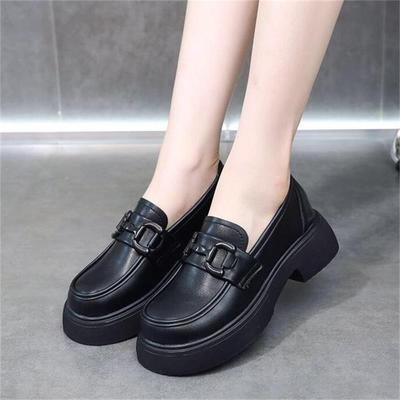 2025 новые туфли на среднем каблуке, универсальные, на четыре сезона, женские летние туфли в британском стиле, маленькие кожаные туфли на толстой подошве, из мягкой кожи, лоферы на мягкой подошве