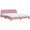 VidaXL Bed with Mattress Pink 180x200 Cm Velvet 3208456