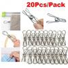 20PCS Practical Stainless Steel Clothes Pegs Hanging Clip Pins Laundry Windproof Clamp Hanging Clip for Home School Dormitory