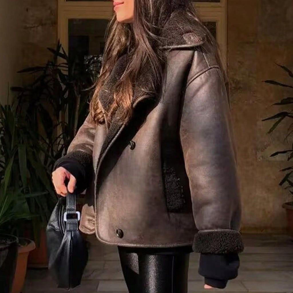 Autumn and Winter Fashion Temperament Women's Clothing One-piece Double-sided Jacket Ladies Warm Coat