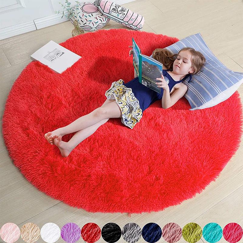 Plush Carpets Fluffy Ultra Soft Indoor Modern Area Rugs Living Room Play Mats Fluffy Round Rugs For Girls Bedroom