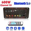 D300 600W Bluetooth 5.0 Amplifier Board DC 12V 24V Dual Microphone AMP Module USB TF FM Car Music Lossless Bass Sound for Subwoofer