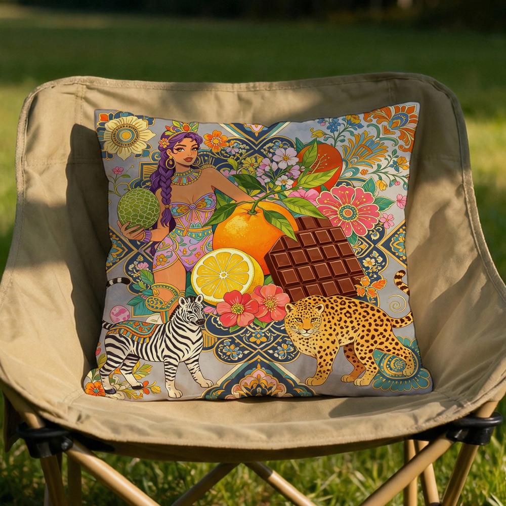 Nostalgic Vintage Exotic Cushion Cover Soft Reversible  Durable Pillow Cover  MultiScene Use for Home  Car Daily Comfort