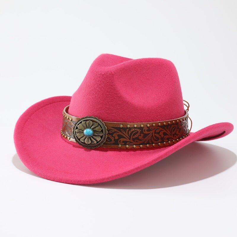 Men and women woolen felt hat European and American jazz hat curled top hat ethnic style sun protection hat cowboy hat