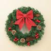 Рождественский венок, зеленая искусственная гирлянда из веток с красным бантом, еловыми шишками, гроздьями ягод, многоразовый праздничный венок для подвешивания в помещении и на улице