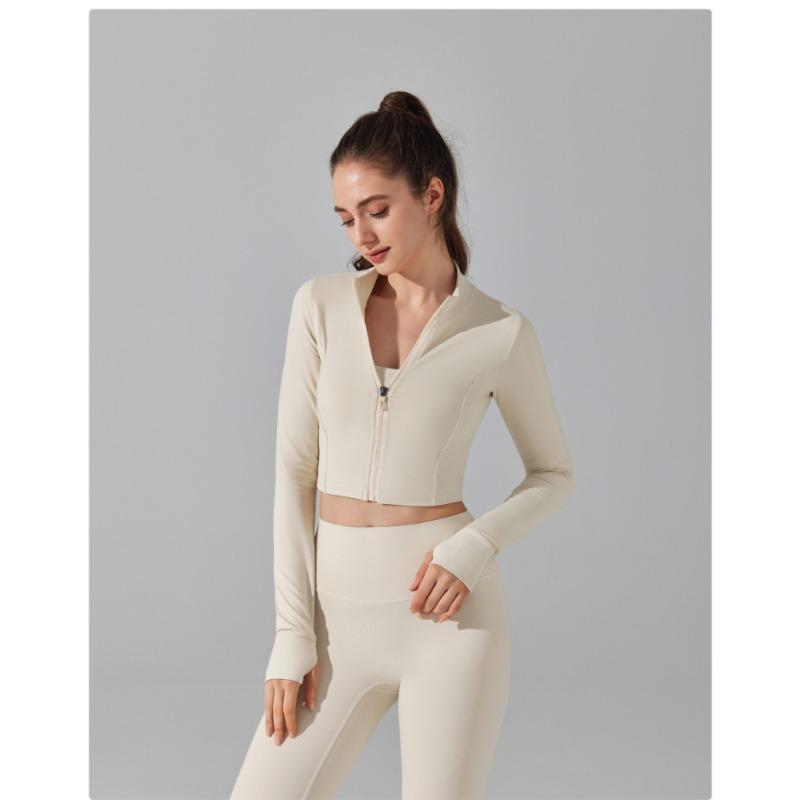 Женский осенний топ для фитнеса с длинным рукавом на молнии для занятий йогой