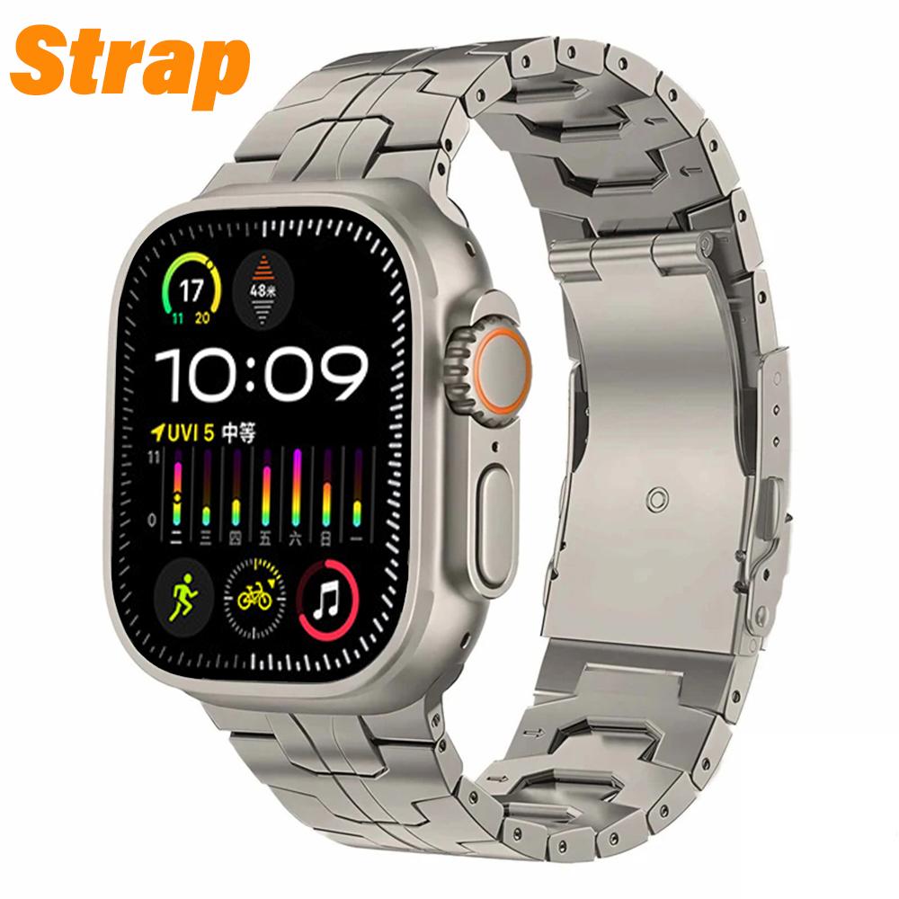 Титановый ремешок для Apple Watch Ultra 2 49 мм 46 мм 45 мм 44 мм Металлический защитный корпус-бампер для IWatch Series 10 9 8 7 6 5 4 SE