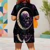 Women Plus Size Blue Floral Printed Round Neck Short Sleeve Top Pocket Shorts Two Piece Set