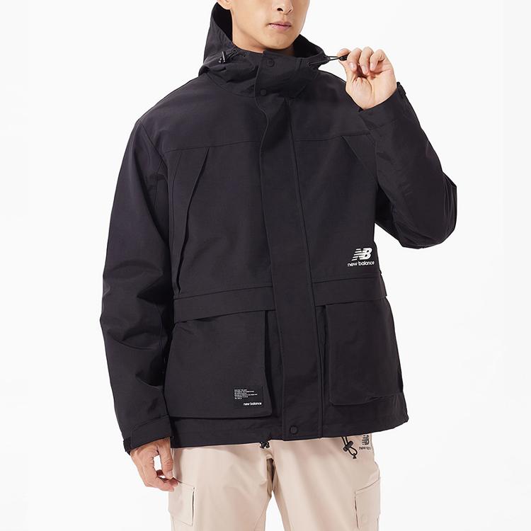 New Balance Куртки Мужские Черные С Капюшоном Умеренные Рабочая одежда AMJ23320-BK