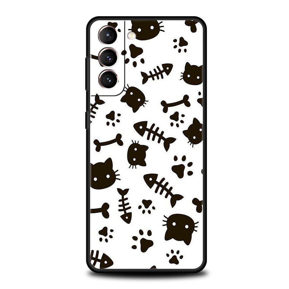 Абстрактный Креативный Милый Кот Линия Чехол для Телефона для Samsung Galaxy S26 S25 S24 S23 S22 S20 S21 FE Ultra S25 Edge Plus Мягкий ТПУ Чехол