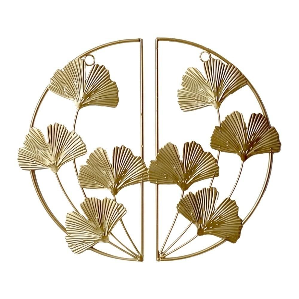 2pcs Iron Ginkgo Leaf Wall Decor 11.22x13.39 in Golden Leaf Ornament Living Room