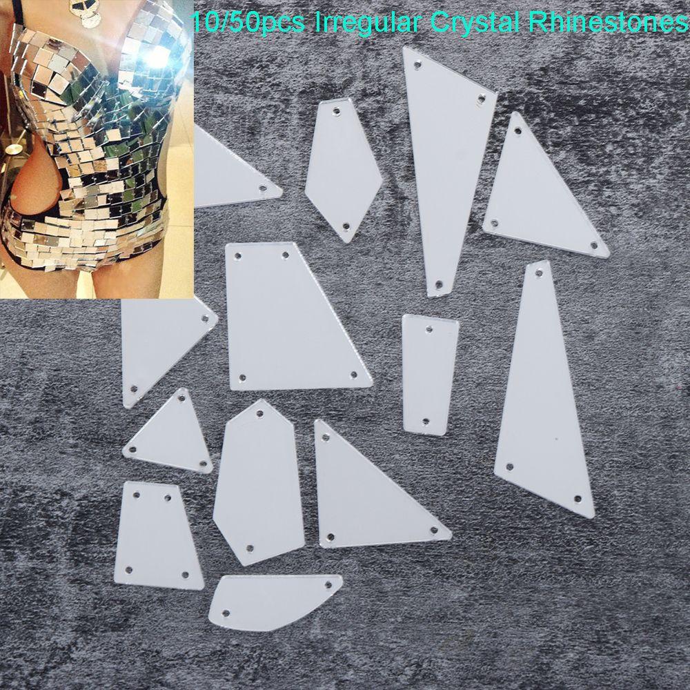 Shiny Silver Color Sewing Wedding Dress Irregular Beads Stones Crystal Rhinestones Mirror Sew On